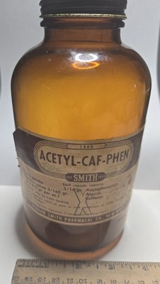 SMITH DOVER POWDER Opium Acetyl-Caf-Phen 1000 Cap Amber Bottle Pain Drug NJ
