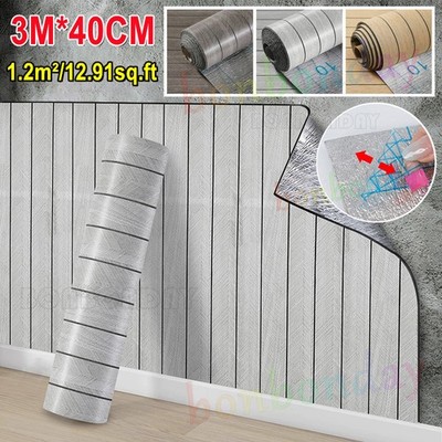 Slat Paper 3D Wood Grain Panel Effect Wallpaper Sticker Self Adhesive Wood Slat ...
