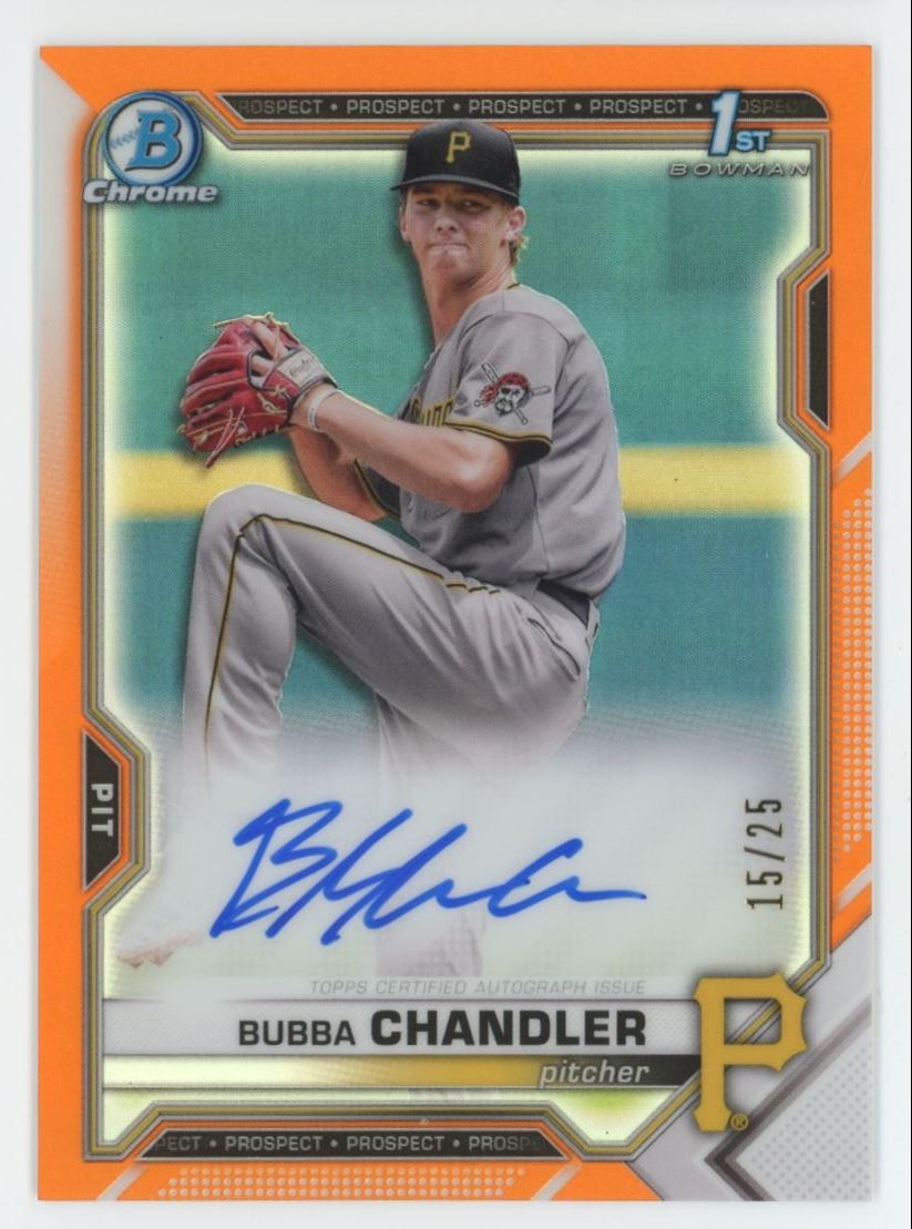 2021 Bowman Draft Chrome 1st ORANGE Refractor Bubba Chandler Auto 15/25 #CDA-BC