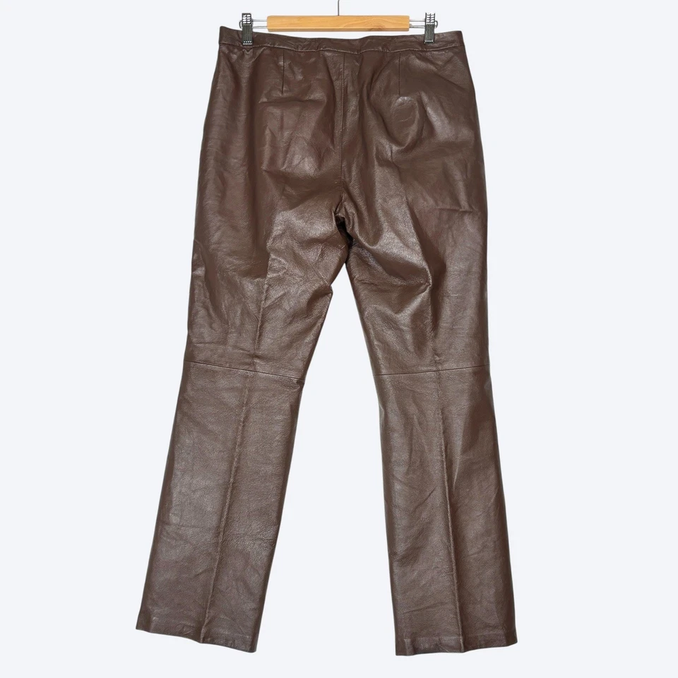 Pantalones De Colección Años 90 Y2K Chadwicks Marrón Chocolate 100% Cuero Para Mujer 10 Pierna Recta Foto 2 de 4