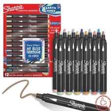 Sharpie 12ct Creative Markers Bullet Tip Water-Based Acrylic Markers Earth Tones