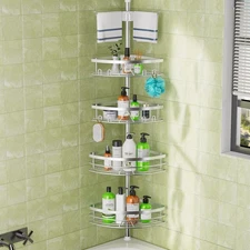 Corner Shower Caddy - Tension Pole Rod Organizer, Floor to Ceiling 20-113 inc...