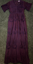 ALTAR'D STATE Lace Maxi Dress Womens M Beachy Embroidered Long Hippie Maroon