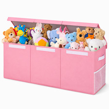 Contenitore Box 3Scomparti Porta Giocattoli Pieghevole Coperchio 118LT Organizer