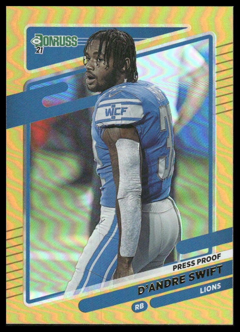 D'Andre Swift 2021 Donruss #171b Press Proof Premium Detroit Lions