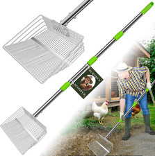 12Inch Large Chicken Poop Scooper, 2 Widths of Slots Chicken Coop Litter Scoop w