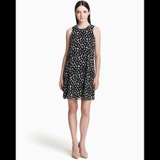 Calvin Klein Polka Dot Trapeze Dress White Grey
