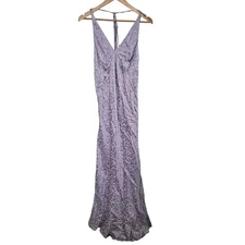 Topshop Heart Jacquard Slip Dress Womens Size 10 Purple Silky Maxi Fairy Elegant
