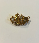Theatre Mask Brooch Pin Gold Tone Clear Rhinestone Cluster Setting — photo 1