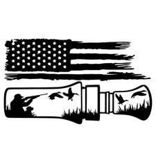 Distressed American Flag Duck Call Hunter Drake Hunting Decoy Decal Sticker 3