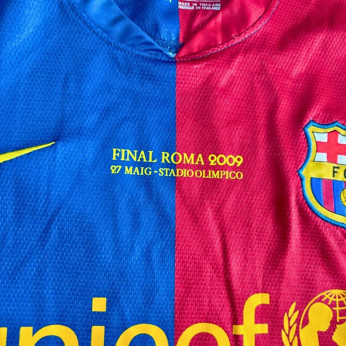 Barcelona 2009 Final Roma Home Blue Red Long Sleeve UCL Jersey