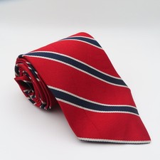 Brooks Brothers Tie Silk Red Blue White Repp Striped 3.75" Wide 56" Long USA