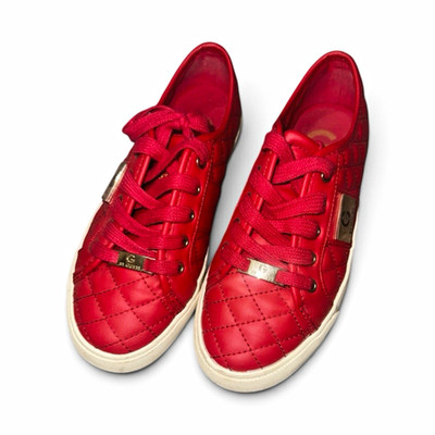 GUESS Red/White Quilted Low Top Lace-Up Athletic Sneaker Casual Pre-Owned