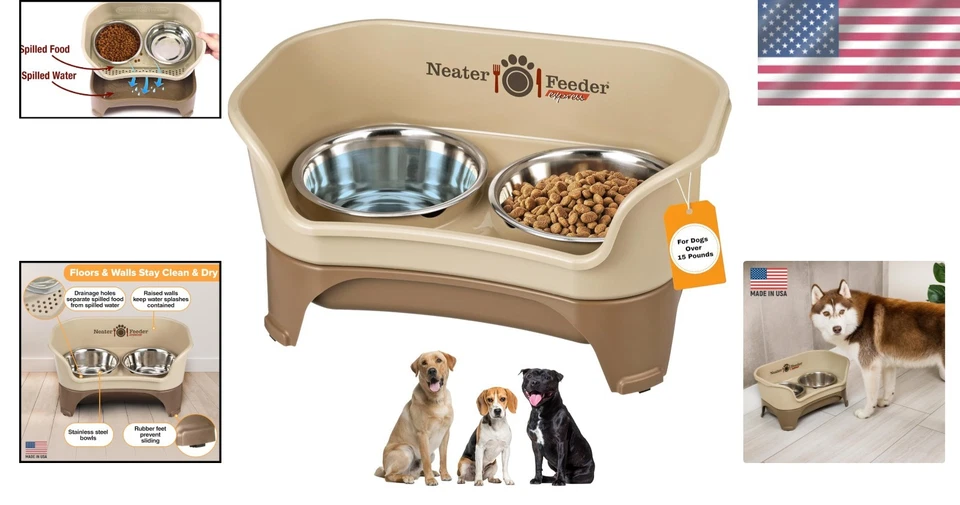 Soporte de tazón de comida elevado para perros de acero inoxidable Foto 2 de 4