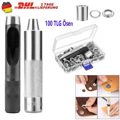 100 TLG Ösen Set Planenösen Rundösen Schlagösen Ø12mm-20mm Ösenwerkzeug Satz