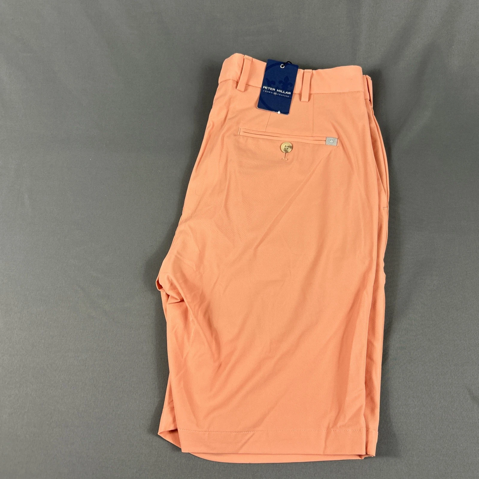 Peter Millar Golf Shorts Crown Crafted Pocket Logo 32 x 9 Orange NWT MSRP $125