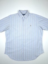 VTG Polo Ralph Lauren Striped Oxford Shirt Mens L Multi Color Pony Silver Tag