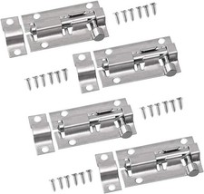 4 Small Bolt Lock Door Bolt Barrel Sliding Screws for Bathroom (50mm, Silver)