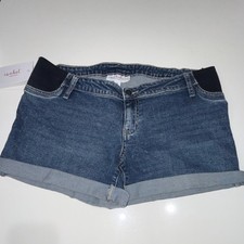 Ingrid  Isabel Maternity Denim Shorts Size 8 Blue Expandable Panel