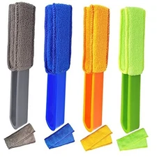 4 Pack Blinds Duster - Window Blinds Cleaner with 4 Microfiber Sleeves, 