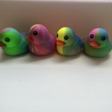 Viral Squeezy Tie Dye Rubber Duck Squishy Colorful Stress Relief- Lot of 4