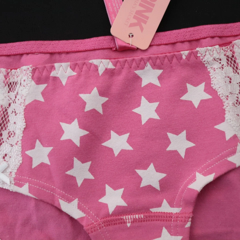 NEW Victoria's Secret VINTAGE PINK Lace Trim STARS Bikini Panty XS X-SMALL - Image 2 of 4