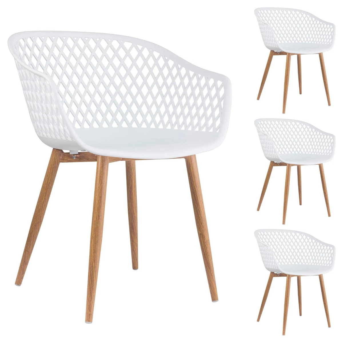 Gartenstühle 4er Set Retro, Indoor & Outdoor Sitzschale aus Kunststoff