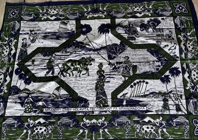 Lambahoany Pareo Traditional Malagasy Fabric Madagascar Pastoral Life 60x42 