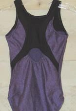 GK Elite Leotard Purple Black Gymnastics CM Childs Girls M
