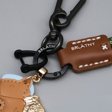 New Leather Keychain INS Cute Keyring Cartoon...