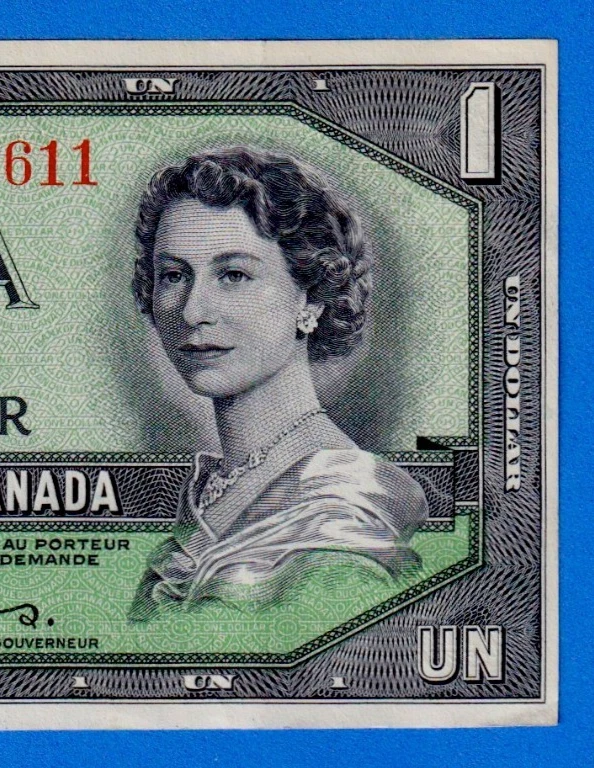 CANADA $1 (1954) BC-29a / P-66a EF+ Note DEVIL'S FACE 👿 A/A 9748611 - Image 3 of 3