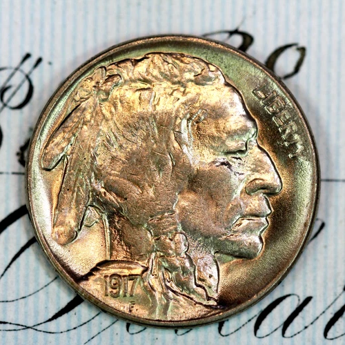 * 1917-P * SOLID+ GEM BU MS BUFFALO NICKEL * FROM ORIGINAL COLLECTION