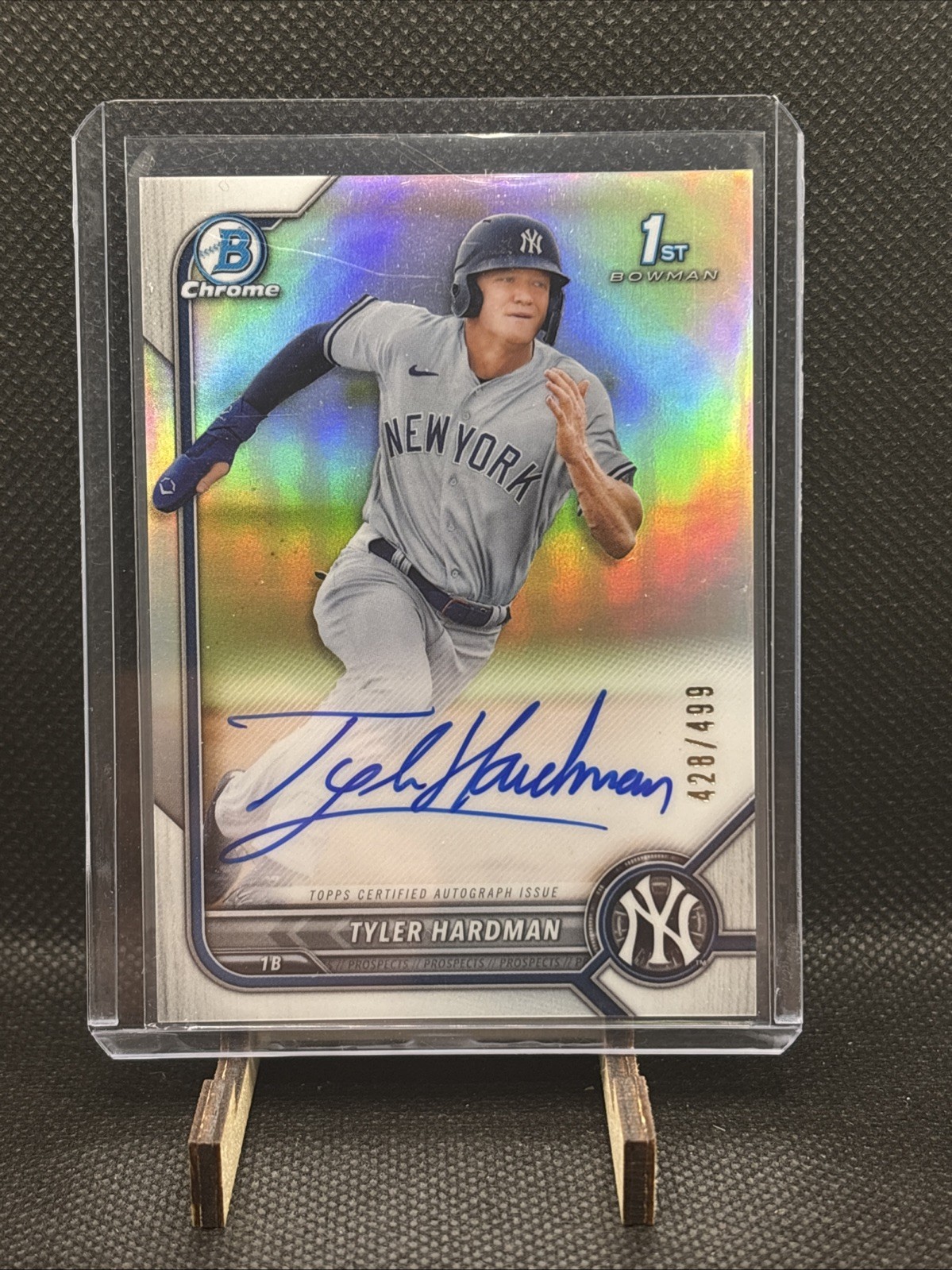 2022 Bowman Chrome Tyler Hardman Auto 1st Bowman Refractor 428/499 Yankees