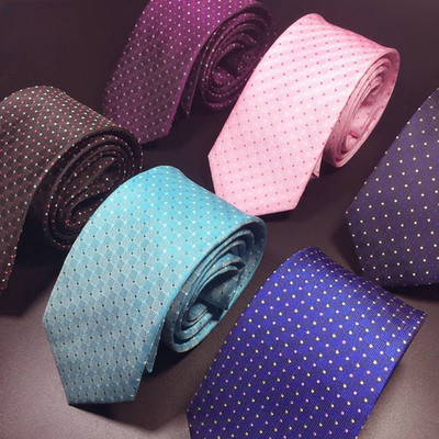 Herrenkrawatte rosa Jacquard 7 cm breit klassisches Tupfenmuster für Businesskleidung