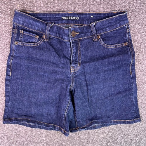 Maurices Shorts Damen 6 blau dunkle Waschung Bermuda adrette Freizeit Stretch Denim Jeans - Bild 6 von 7