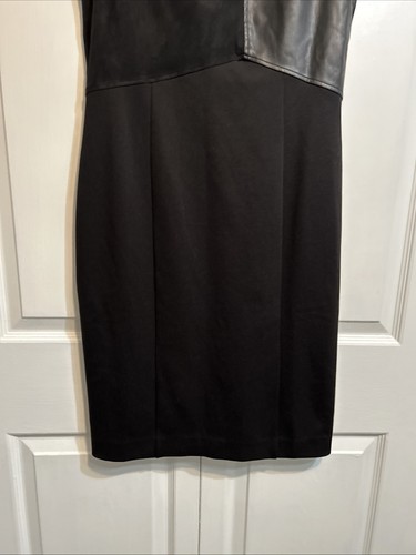 NWT White House Black Market Faux Leather Suede Sheath Ponte Dress Size 6 WHBM - Picture 2 of 10
