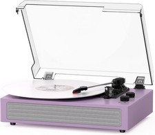 Vinyl Record Player with Built-in Stereo Speakers, Belt-Driven 3-Speed Turntable