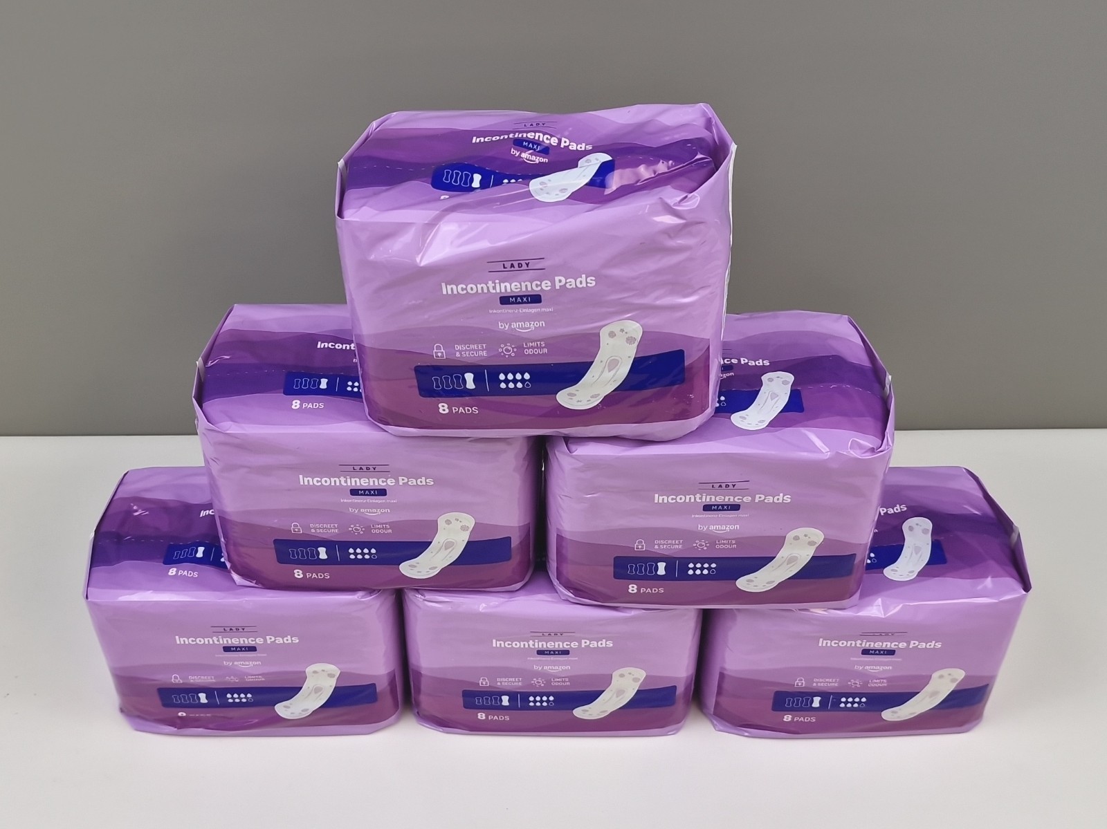 Amazon Basic Care Incontinence Pads Maxi, Unscented, 48 Count (6 Packs of 8)