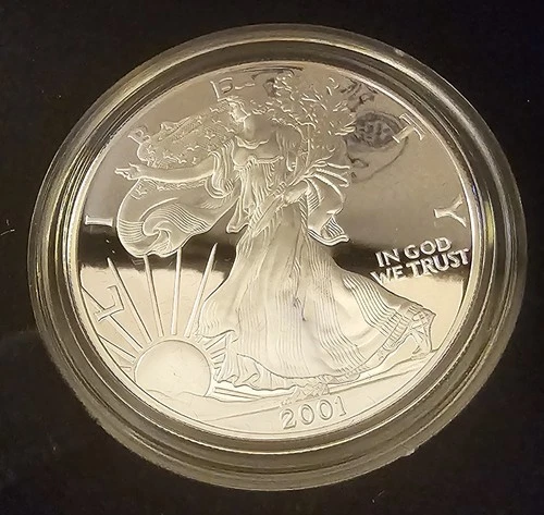 2001-W American Eagle One Dollar  1 oz Silver ,OGP, COA, West Point