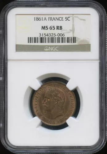 Napoleon III (1852-1870) 5 Cent 1861 IN Paris NGC MS 65 RB