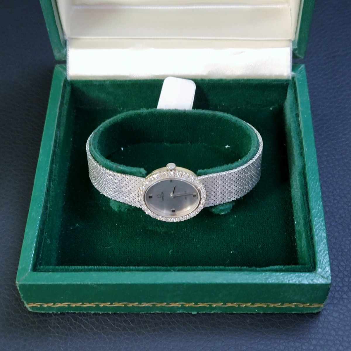 VINTAGE OMEGA 18K SOLID WHITE GOLD OVAL LADIES WATCH 49 GRAMS 711.1300 Womens Vintage Omega Watch in Solid 18K White Gold Case and  main image 3
