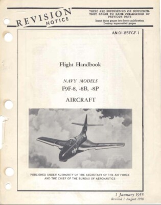 GRUMMAN F9F F9 COUGAR JET FLIGHT MANUAL & SAC ARCHIVE PDF RARE DETAILS 1950's