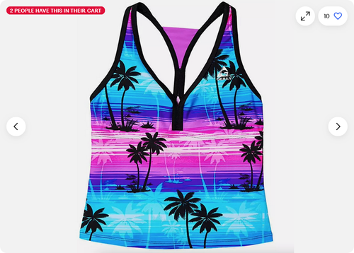 Gerry Girl 3 PC Swimsuit Tankini Bikini Swim Board Shorts (Black/PALMS, 8) NWT - Picture 6 of 6