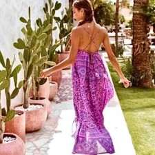 SPELL and the Gypsy Journey Strappy Maxi Dress Mulberry Size S AU 8 US 4