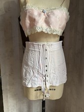 Pink Vintage Corset Skort 6 Fastener Busk Original Back Laces 4 Garters 24 Stays