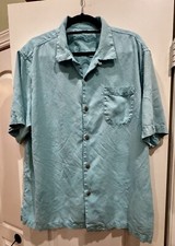 Extra Large Tommy Bahama Mens Aqua 100 Silk Camp Shirt