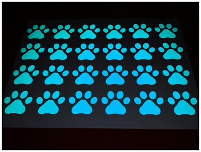 Reflektierender Pfotenabdruck A4 Blatt gestanzte Vinyl Lastenrad Aufkleber - blau