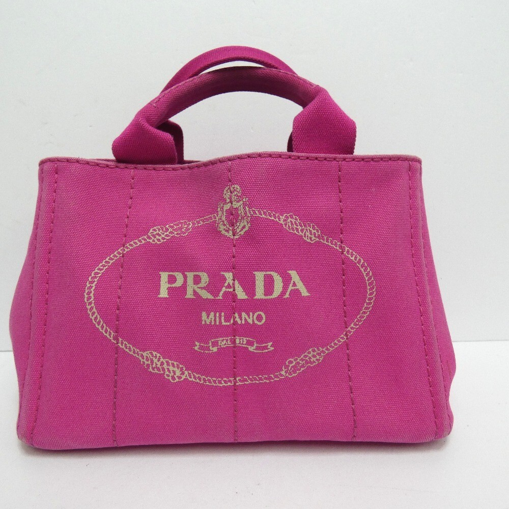 PRADA Tote 2WAY Logo Shoulder Bag Canapa B2439G Pink Gold Button 
