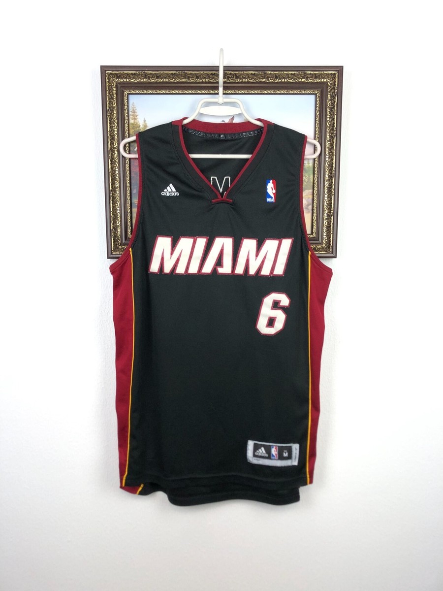 Vintage Adidas Miami Heat NBA Jersey #6 James King Mens Black