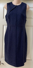 Vintage Banana Republic Sleeveless Navy Blue Stretch Sheath Dress Size Pet 6